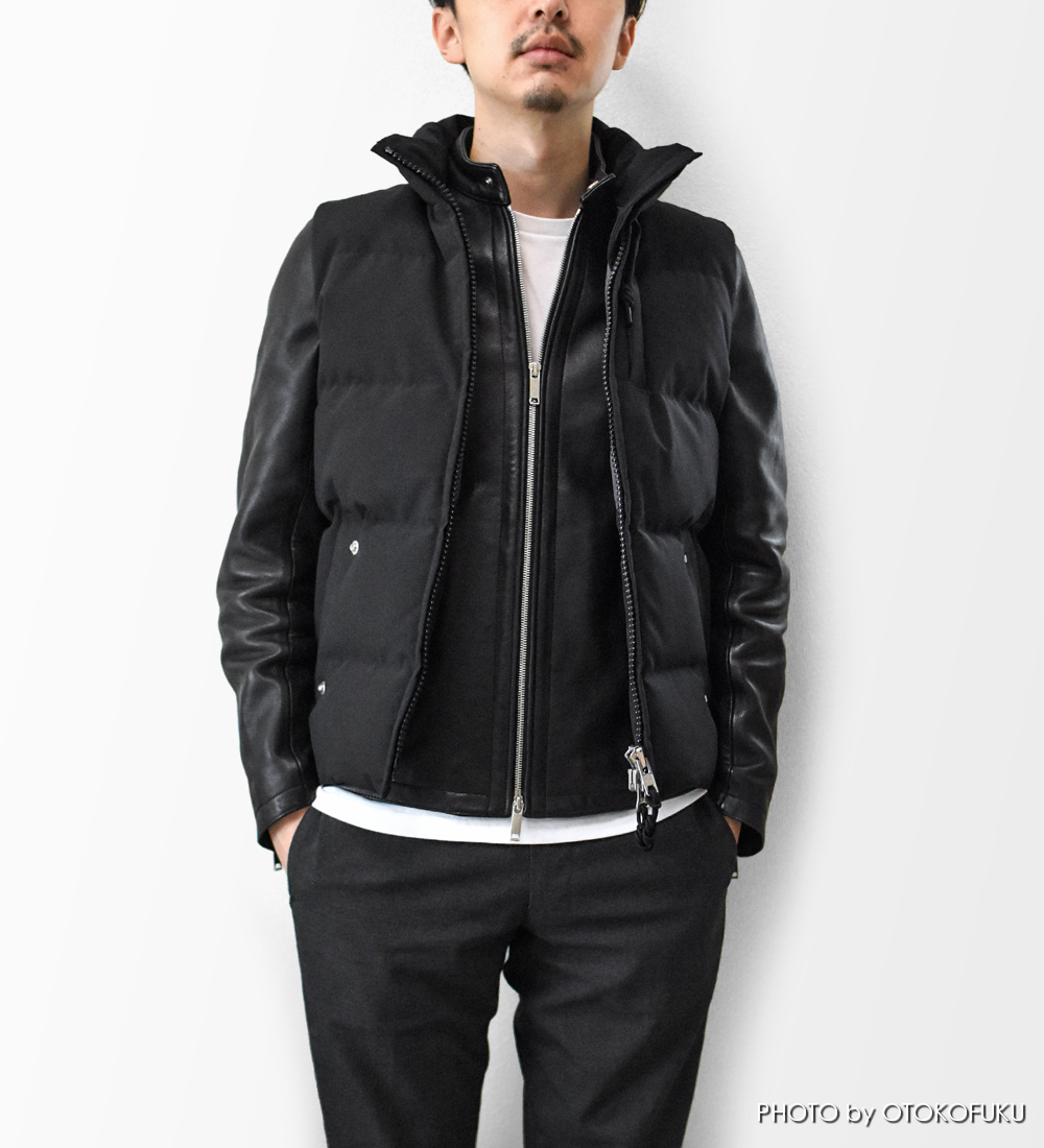 ダウンベスト×ライダースのコーディネート